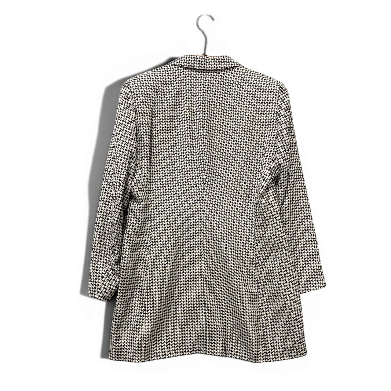 83e15 ESCADA エスカーダ テーラードジャケット 千鳥格子 ブレザー 40サイズ アイボリー ネイビー レディース 女性用u02t