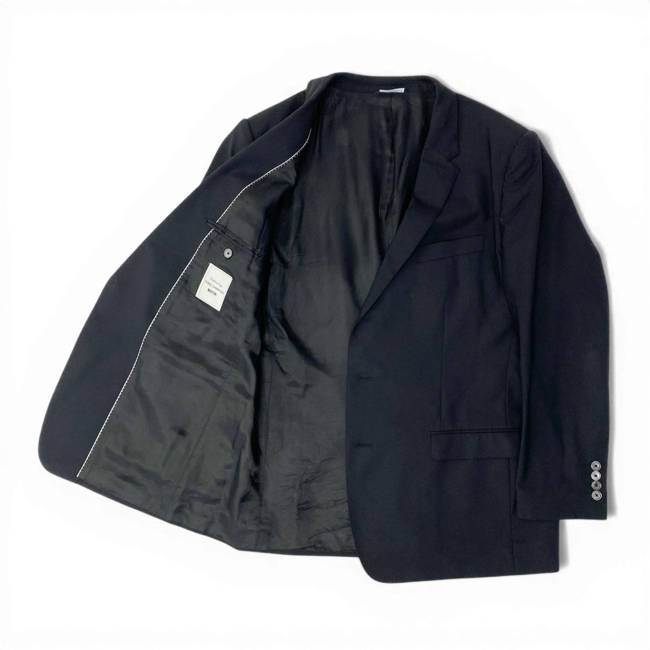 32c30 DOLCE&GABBANA ドルチェアンドガッパーナ MARTINI シングルスーツセットアップ スリーピース テーラードジャケット ジレ スラックス 56サイズ ブラック メンズ 男性用o07t