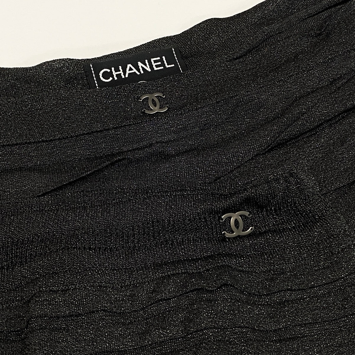 Cg18 CHANEL シャネル 1999年 セットアップスカート ラメニット サイズ40 ブラック レーヨン ナイロン レディースu02t