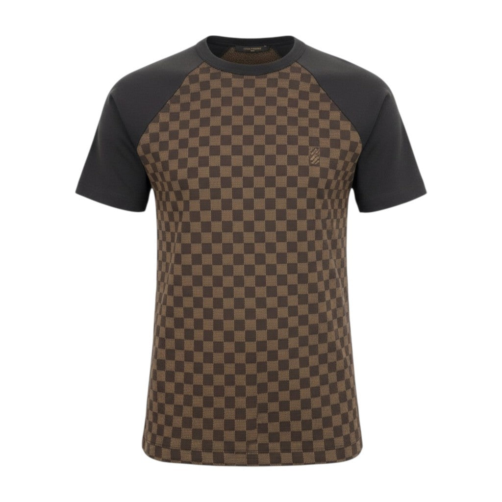 Mc16【未使用】LOUIS VUITTON ルイヴィトン ダミエ Tシャツ 半袖カットソー サイズS ブラウン メンズ トップスta1