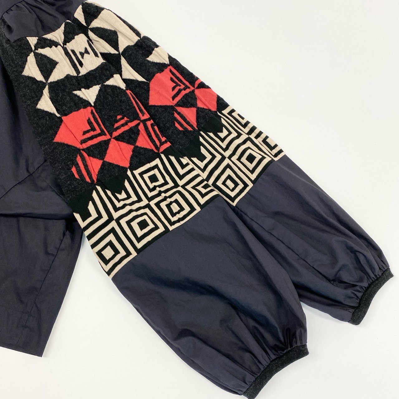 50f5 Vivienne Westwood ヴィヴィアンウエストウッド オリゾンティ ニット切替 長袖ブラウス ロングスリーブ トップス リボン イタリア製 変形デザイン Sサイズ ブラック系