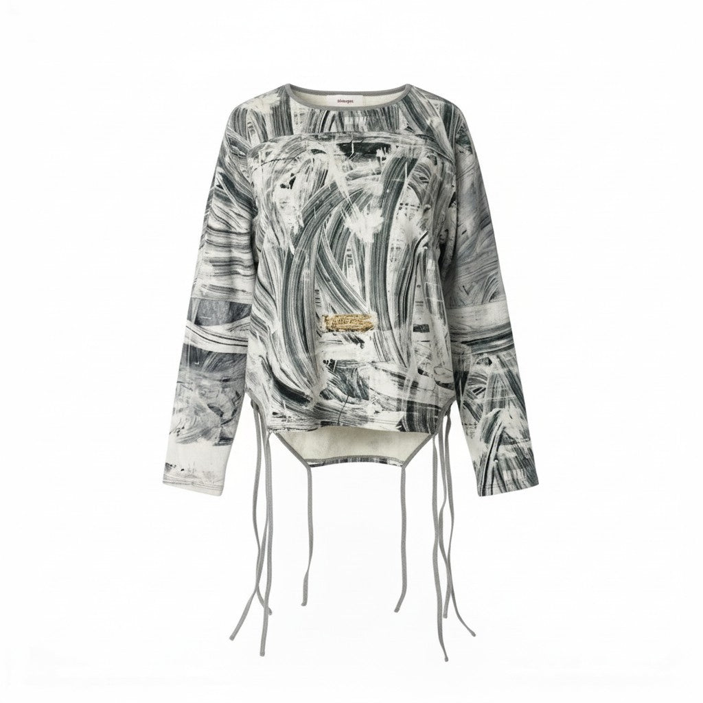 68c24 chalayan フセイン チャラヤン グラフィックプリントスウェット 変形スウェットトップス Mサイズ マルチカラー コットン100％ メンズ 男性用u02t