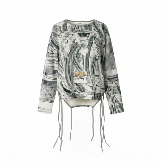 68c24 chalayan フセイン チャラヤン グラフィックプリントスウェット 変形スウェットトップス Mサイズ マルチカラー コットン100％ メンズ 男性用u02t