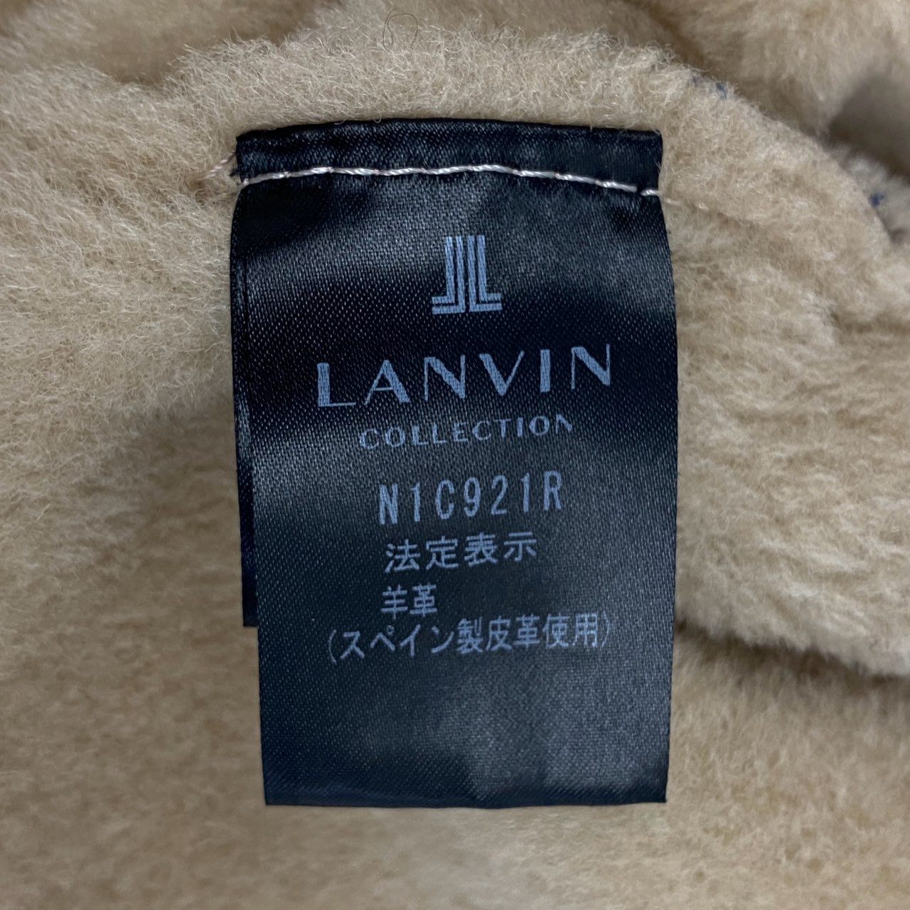 11b20 LANVIN COLLECTION ランバン コレクション ムートンコート レザーコート スペイン製ラム 38 グレージュ 羊革 レディースu02t