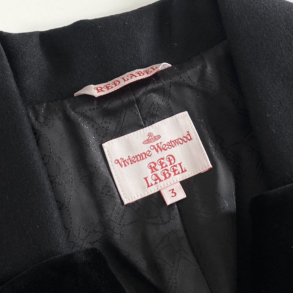 21g9 Vivienne Westwood RED LABEL ヴィヴィアンウエストウッド レッドレーベル ベロア切替 ラブジャケット サイズ3 ブラック レディース