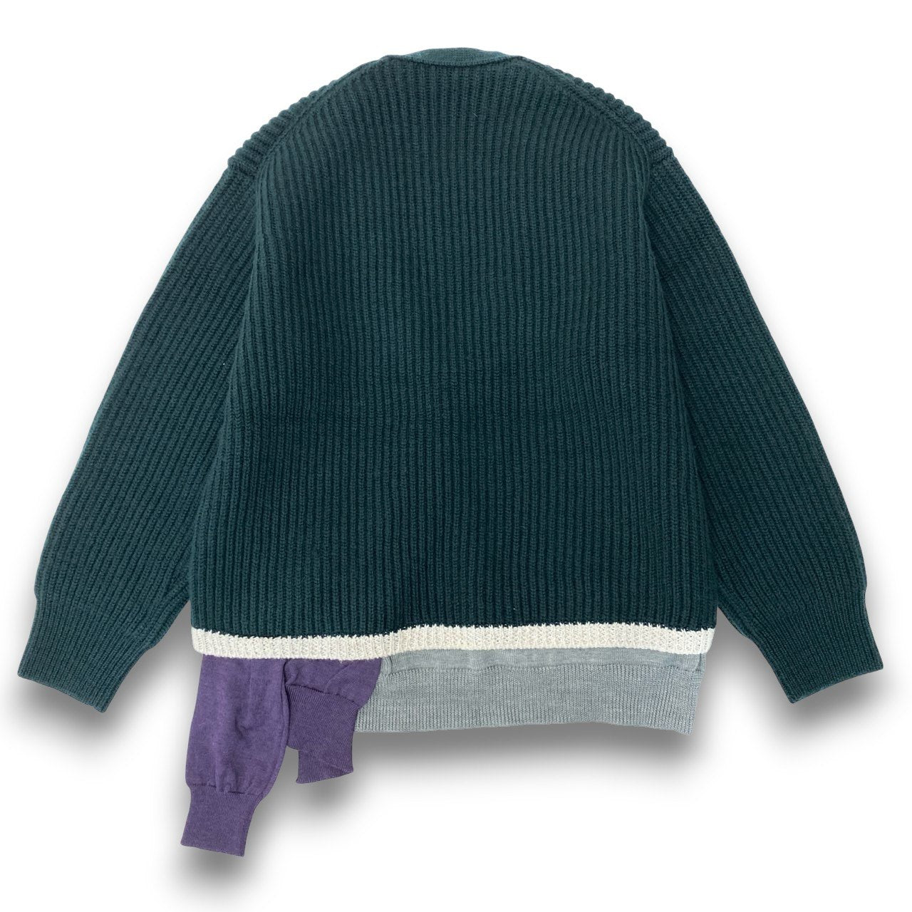 36c10 kolor カラー ドッキング 切替カーディガン ウールニットセーター 22WCM-NO7304 1サイズ グリーン パープル ウール100％ メンズ 男性用o07t