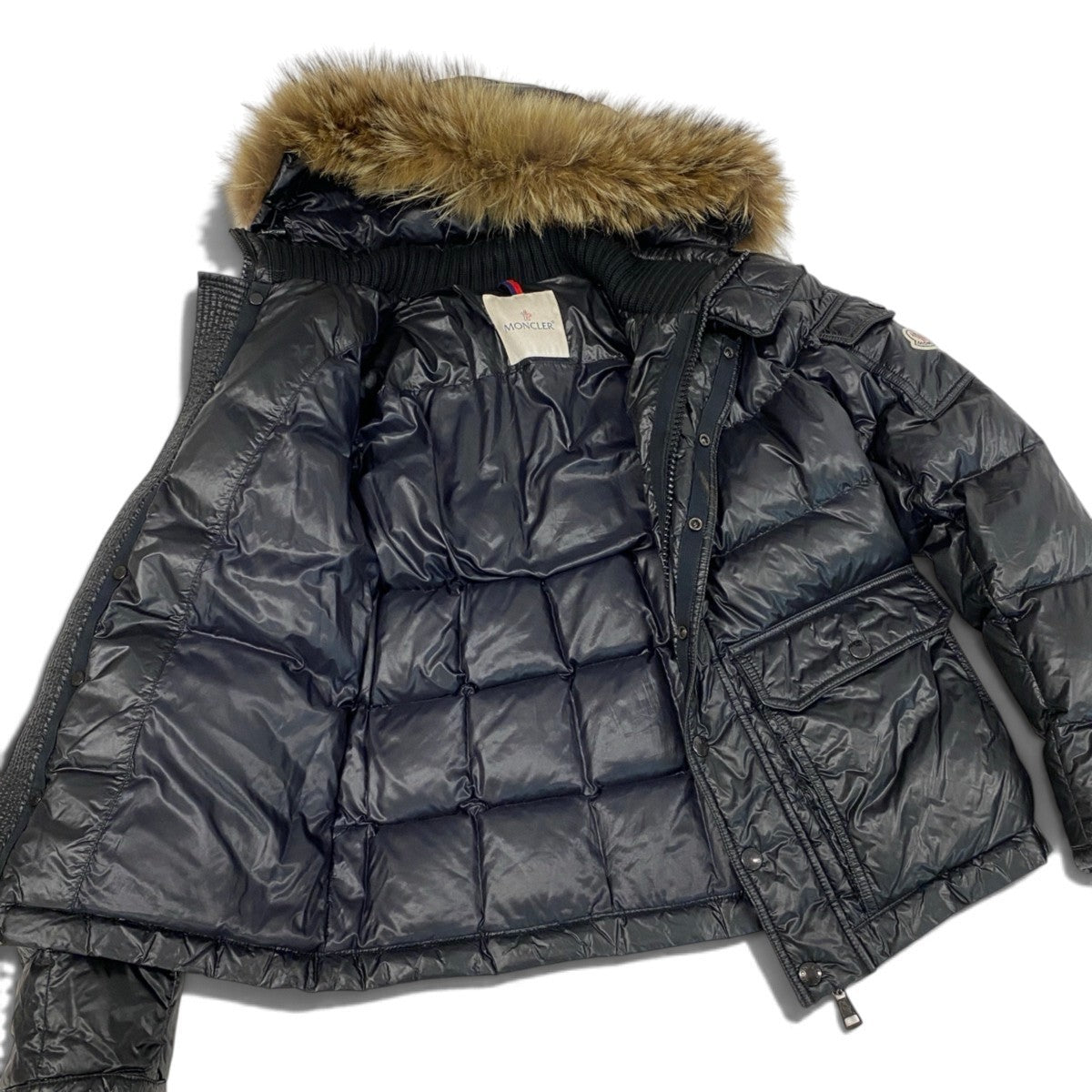 65j5 MONCLER モンクレール HUBERT ファーフード ダウンジャケット サイズ0 ブラック メンズk02i