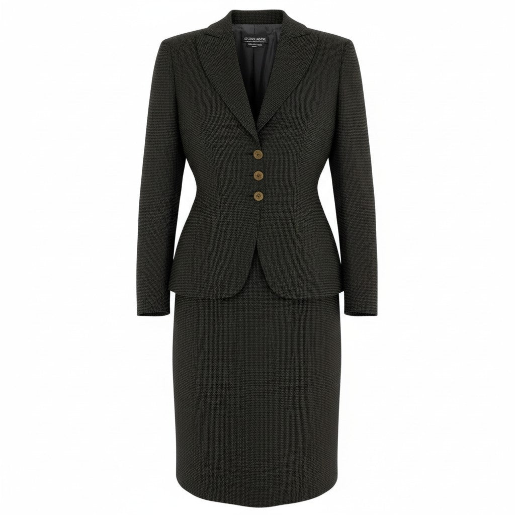 Ed6 GIORGIO ARMANI ジョルジオアルマーニ セットアップ スカートスーツ フォーマル  サイズ38 ブラック レディース 女性服u02t