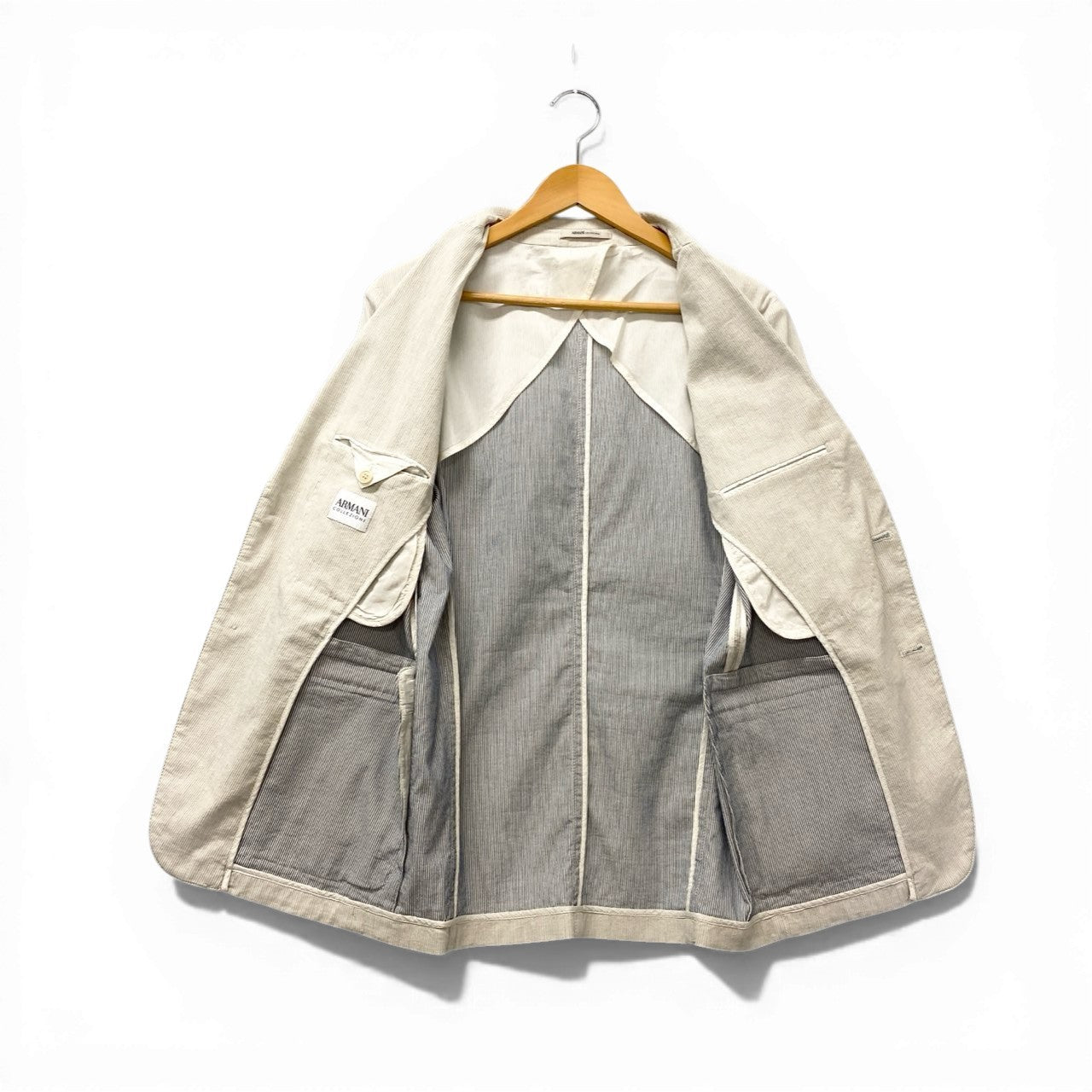 18c20 ARMANI COLLEZIONI アルマーニコレッツォーニ テーラージャケット サマージャケット 48 アイボリー メンズu02t