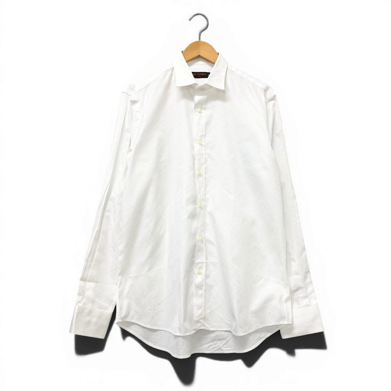 83e15 ETRO エトロ ロングスリーブシャツ ペイズリー柄 総柄 イタリア製 41サイズ ホワイト コットン100％ メンズ 男性用u02t