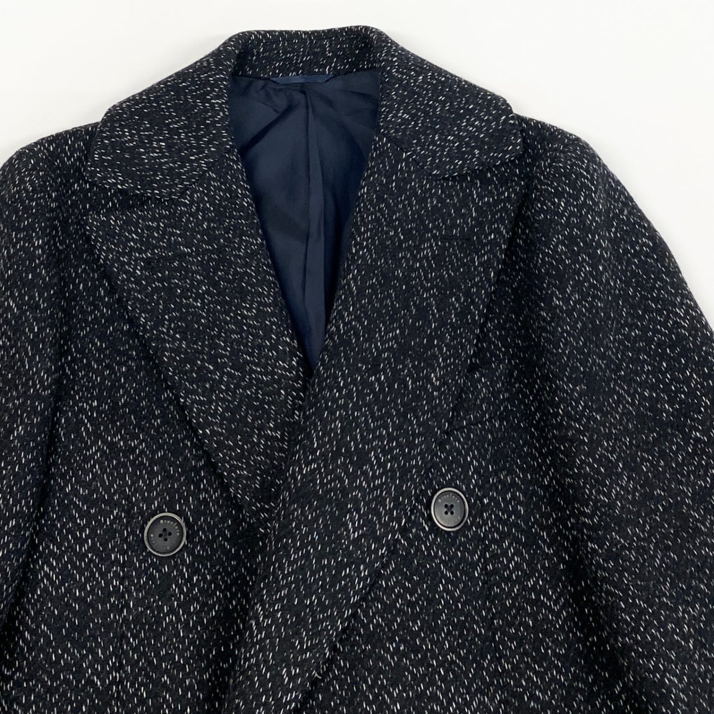 36L19 Bruciare ブルチアーレ ダブルブレストジャケット ヘリンボーン Bottoli ボットーリ生地 44 ブラック メンズ 紳士服o07t