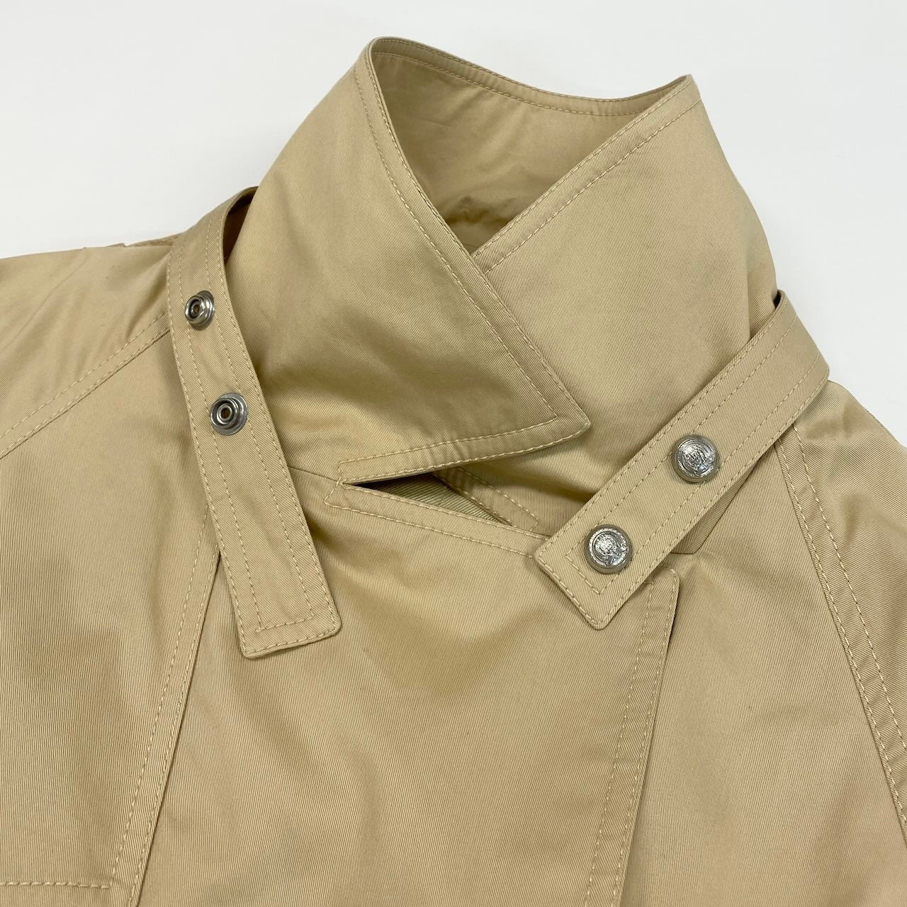 Ec24 BALMAIN バルマン ショートトレンチコート Short Trench Coat サイズ38 ベージュ スプリングコート 銀ボタンt18r