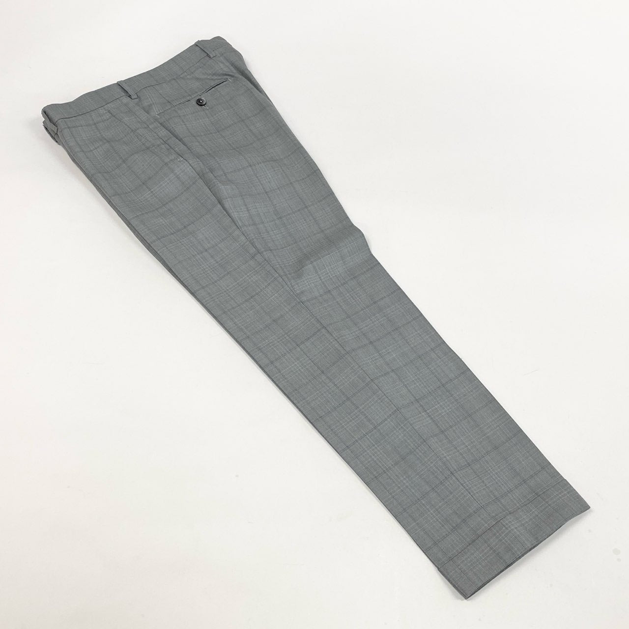 36L10《美品》 Ermenegildo Zegna エルメネジルドゼニア シングルスーツ セットアップ オーダー品 SU MISURA TROFFEO600 46 グレー チェック柄 ウールシルク メンズ 男性用u02t