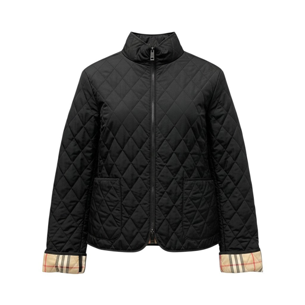 71e18 BURBERRY LONDON バーバリー ノバチェック ダブルジップ キルティングジャケット Mサイズ相当 ブラック ルーマニア製t18r