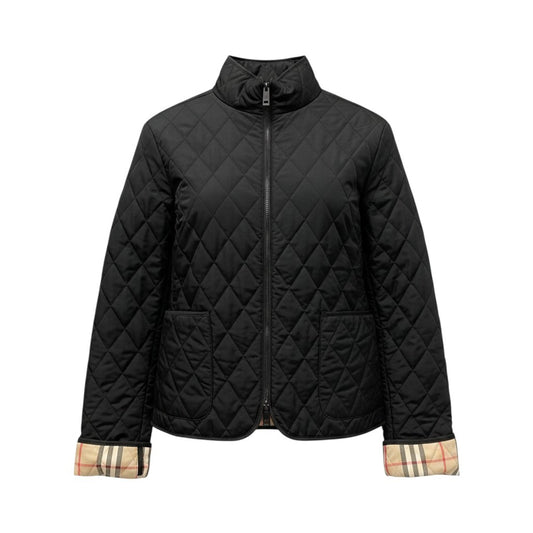 71e18 BURBERRY LONDON バーバリー ノバチェック ダブルジップ キルティングジャケット Mサイズ相当 ブラック ルーマニア製t18r