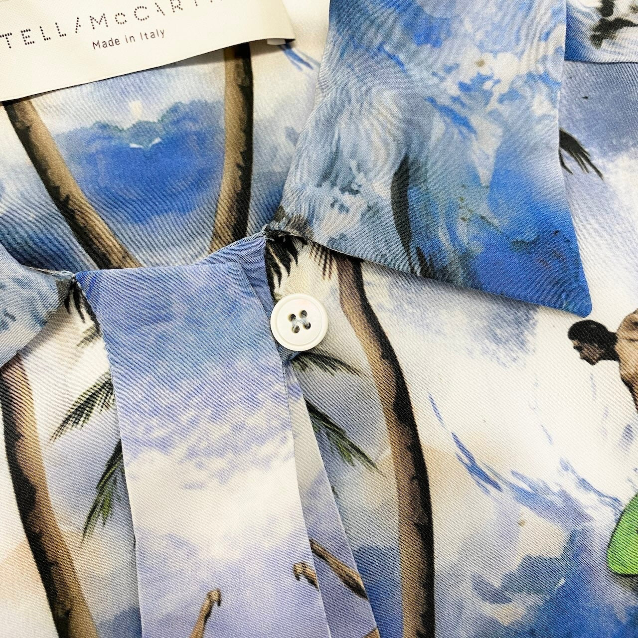 Ad15 STELLA McCARTNEY ステラマッカートニー シルクアロハシャツ Silk Aloha Shirt サイズ38 ブルー 画像参照 イタリア製t18r