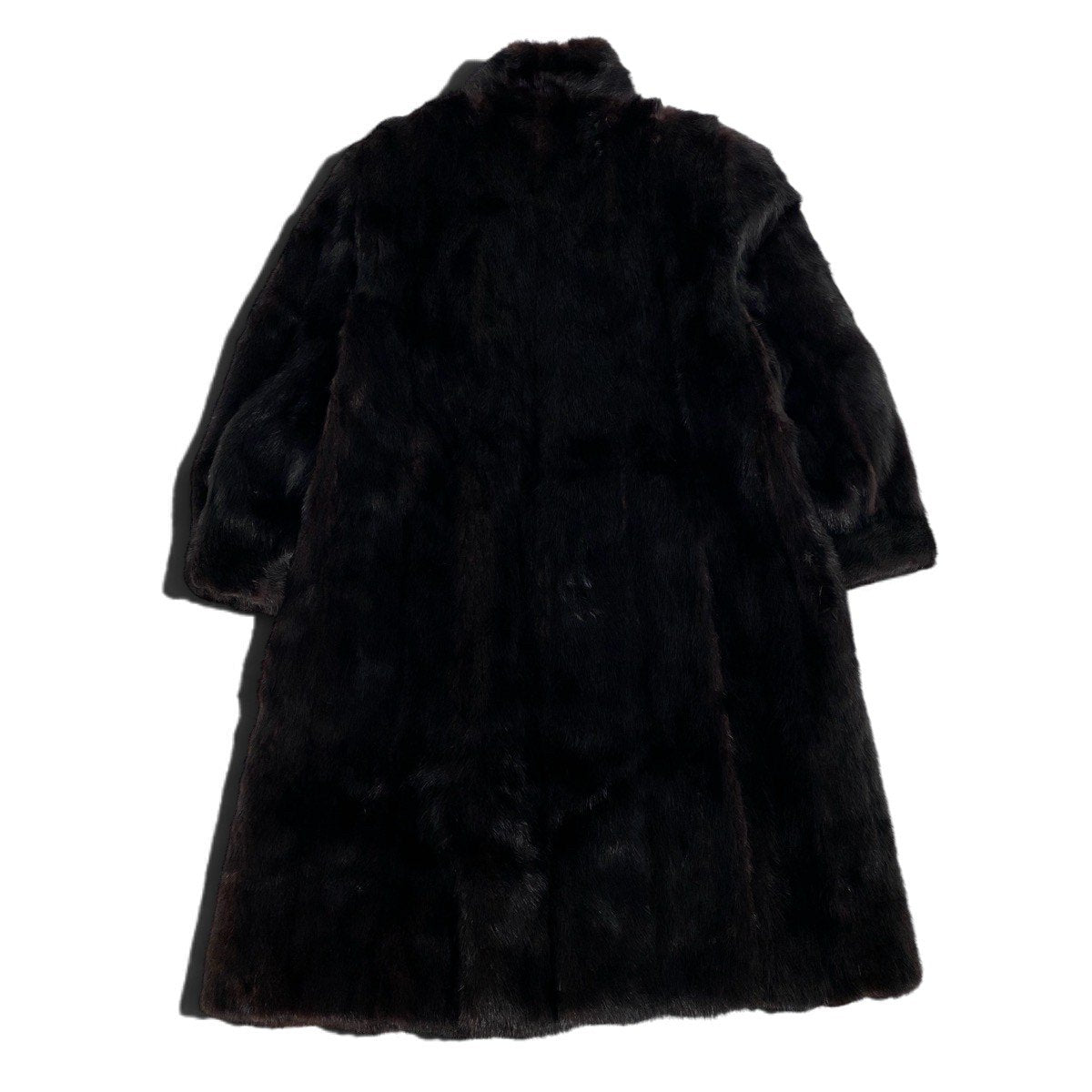 36j7 ダークミンク ロングコート サイズ13 ブラック 本毛皮 Dark Mink Fur Long Coat リアルファーt18r
