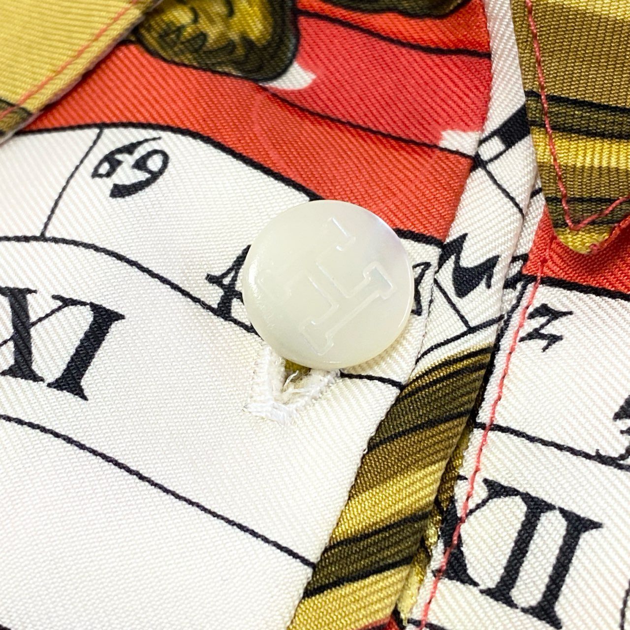 Ia16 HERMES エルメス DIES ET HORE ニット切替 ロングスリーブ ポロシャツ シルク100％ メンズ 紳士服 M オフホワイトo07t