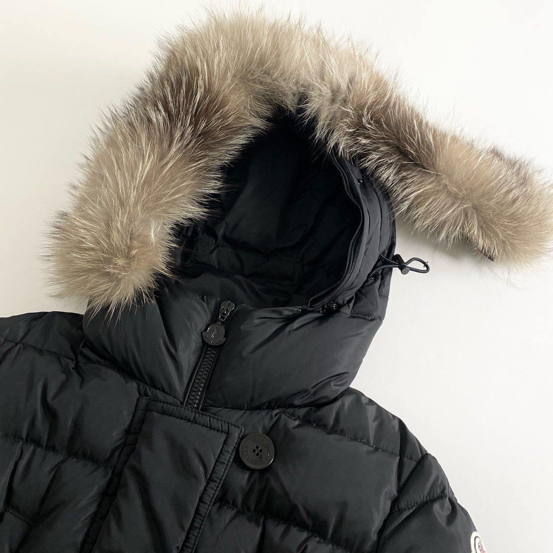 71d16 MONCLER モンクレール ダウンコート ロングコート GENEVRIETTE GIUBBOTTO ジュヌブリエッテ フォックスファー 0 ブラック レディース