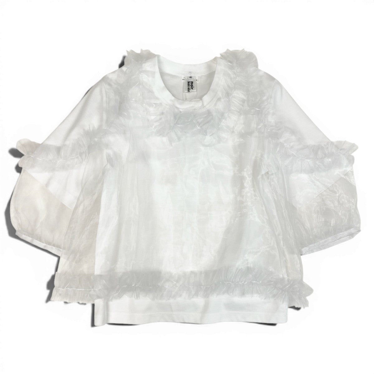 Ag10 【美品タグ付】 COMME des GARCONS コムデギャルソン noir kei ninomiya 2025年 チュールフリルTシャツ サイズXS ホワイト レディースk02i