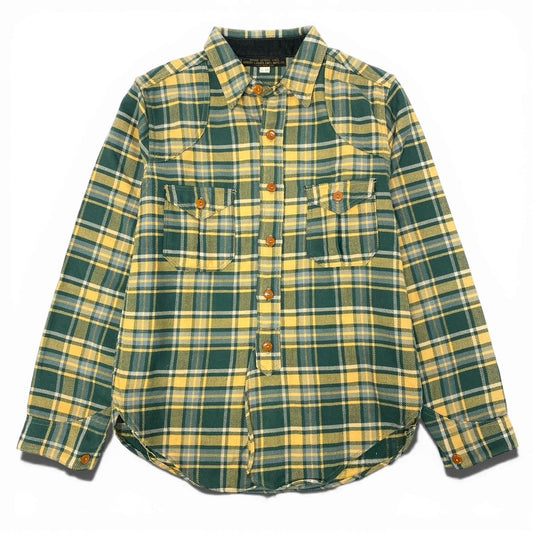 6l25 FREEWHEELERS フリーホイーラーズ BUBO ネルチェックシャツ Size15 グリーン イエロー GREAT LAKES GMT アメカジt18r