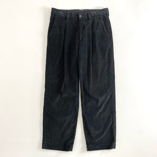 9e21 イタリア製 RICCARD METHA リカルドメッサ VELVET 1TUCK WIDE TROUSERS ベルベット ワンタック ワイドトラウザーパンツ ボトムス RM180VL25141 44 ブラック コットン