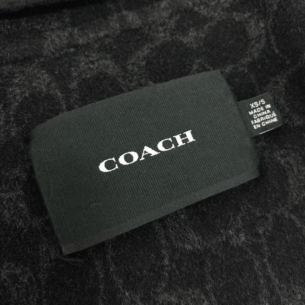 15K18 COACH コーチ ウールケープ フーデッド ハーフコート フルジップ 切替ロゴ ウールブレンド レディース 女性用 アウター CL278 XS/S ブラックマルチu02t
