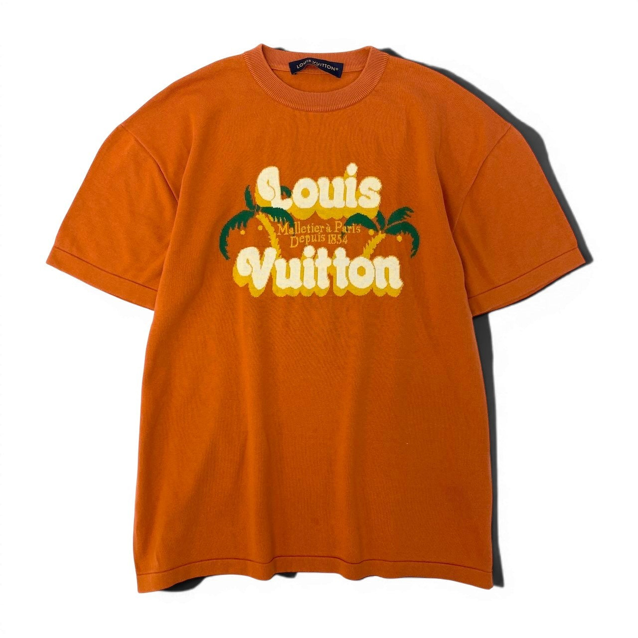 Id15 LOUIS VUITTON ルイヴィトン 24SS LV ニットTシャツ Palm Tree Knit T-Shirt サイズM オレンジt18r
