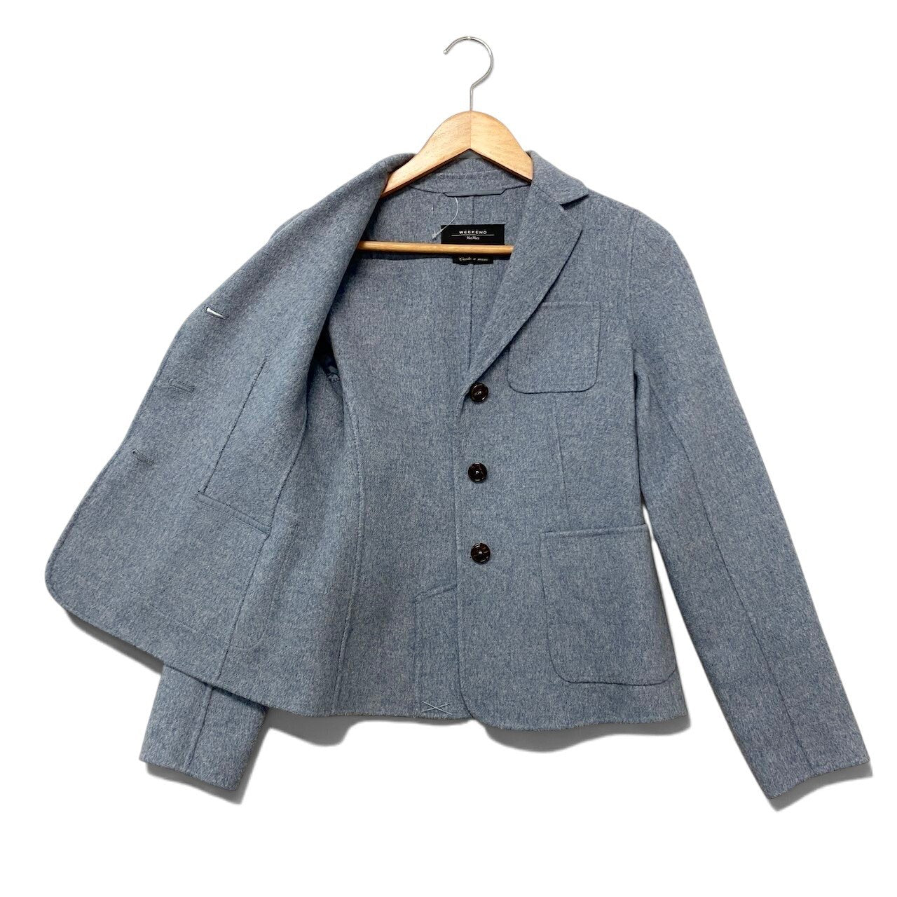 62i1 WEEKEND MaxMara ウィークエンド マックスマーラ クチートアマーノ テーラードジャケット ウールブレンド サイズ38 ブルー系 レディースu02t