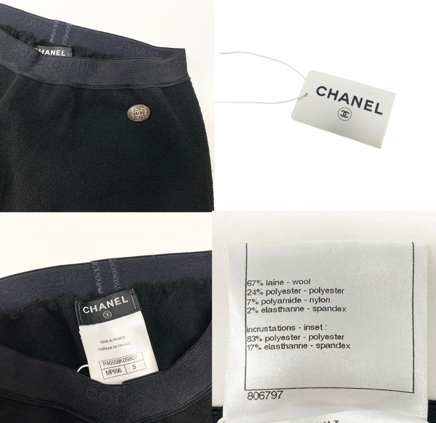 51e19 【未使用保管品】 CHANEL シャネル ニットパンツ タイツ ココマーク アーガイル柄 サイズS ブラック ホワイト レディース 女性用u02t