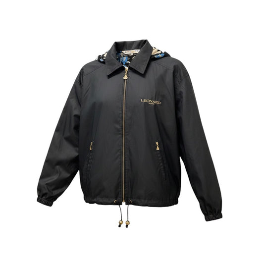 14f17 LEONARD SPORT レオナールスポーツ ナイロンパーカー 2way ジャケット 裏地花柄 シロクマ サイズfree ブラック レディース 女性用u02t