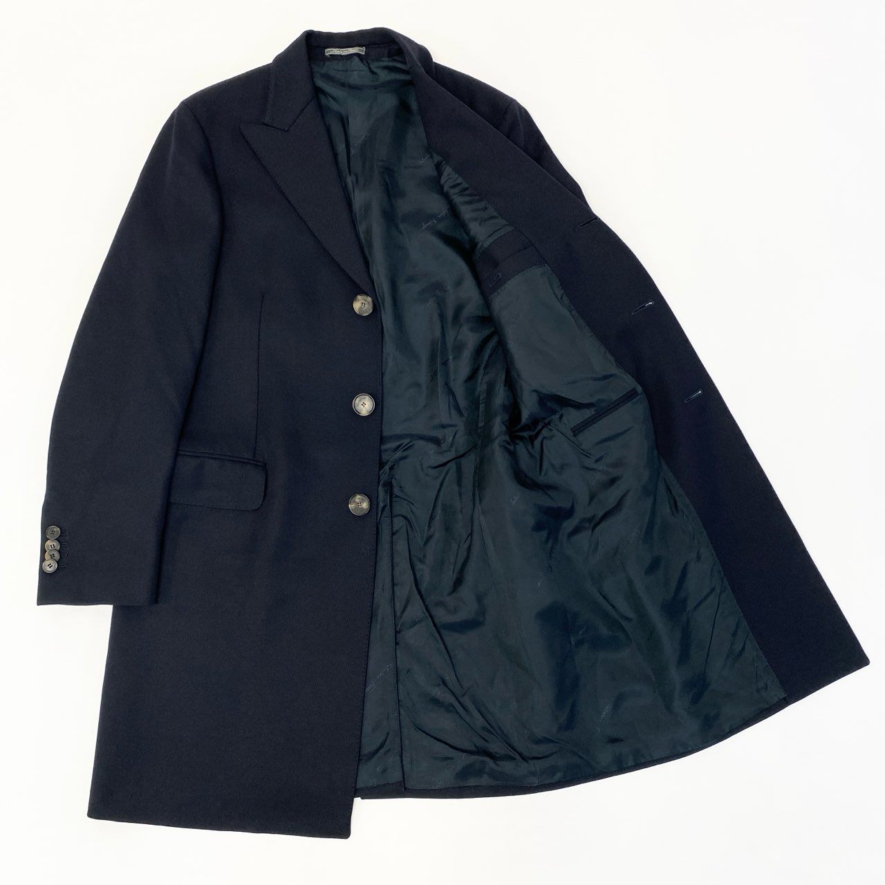 86a16 【美品】 Salvatore Ferragamo サルヴァトーレフェラガモ チェスターコート ロングコート メンズ 紳士服 8REG/50 ネイビーo07t