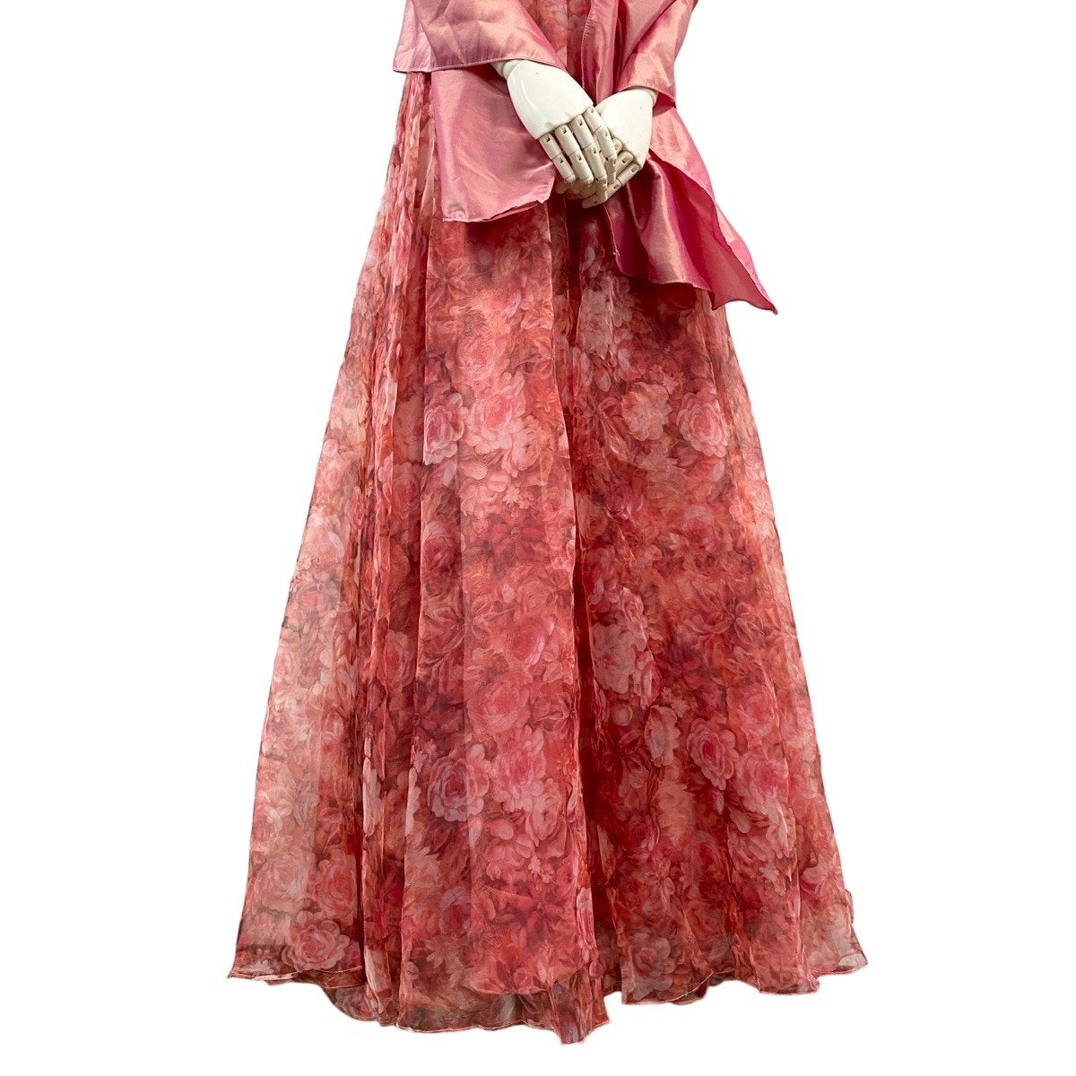63h12 DRESS ROOM AMI ドレスルームアミ パーティードレス ロングドレス 花柄プリント  ピンク系 レディース 女性用u02t