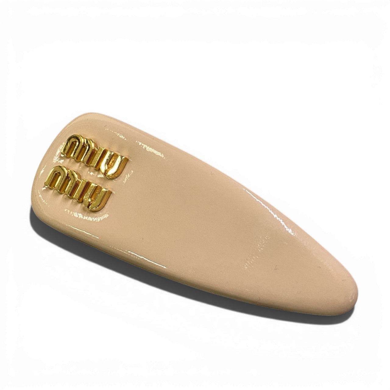 b15 《美品》 miu miu ミュウミュウ ロゴヘアクリップ バレッタ ヘアアクセサリー ピンク レザー レディース 女性用ta1