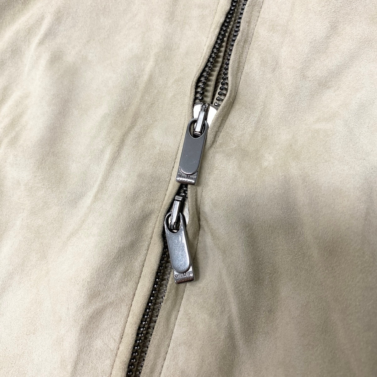 26g18 MaxMara STUDIO マックスマーラ ステュディオ スエード ニット切替ジャケット ウールカシミヤ混 レザー サイズM ベージュ レディースu02t