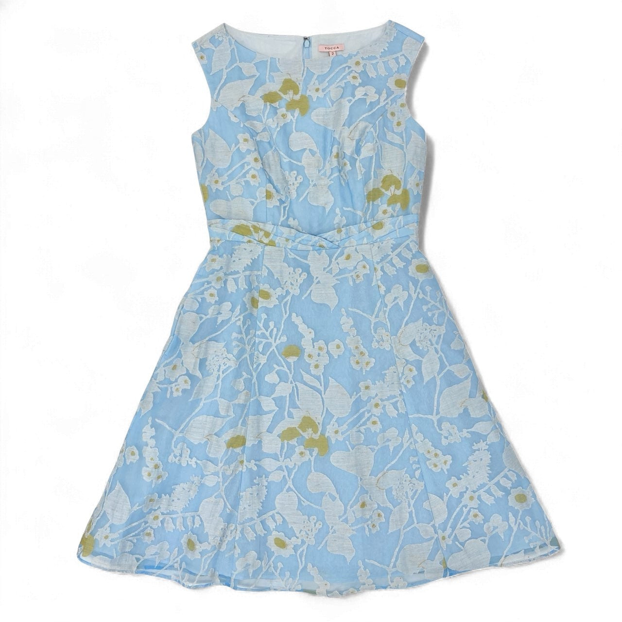 47k5 TOCCA トッカ LAKESHORE ドレス ノースリーブワンピース フラワーモチーフ 花柄 洗える○ レディース 女性用 OPTOHM0540 2 ライトブルーo07t