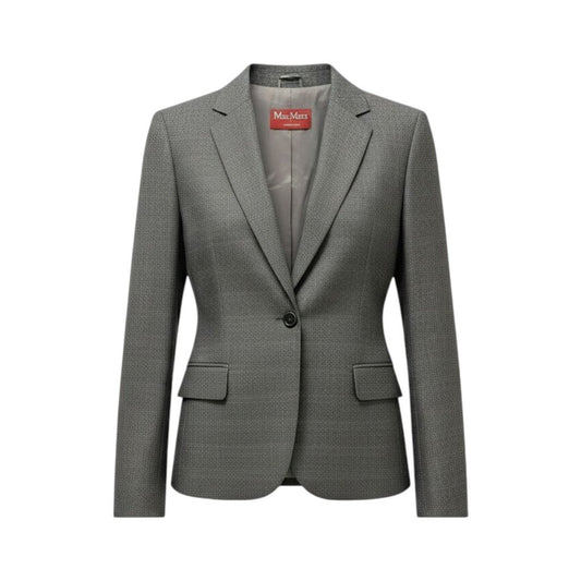 3g18 MaxMara マックスマーラ テーラードジャケット ブレザー グレンチェック アウター 42サイズ グレー レディース 女性用u02t