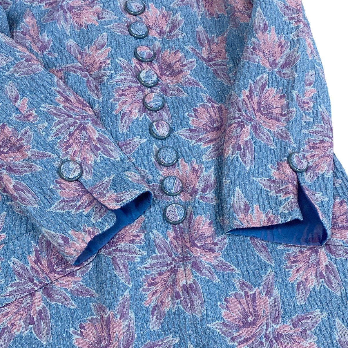 Eg13 Christian Dior クリスチャンディオール ノーカラー 花柄ワンピース サイズ17 ブルー ピンク パープル レディース 女性用o07t