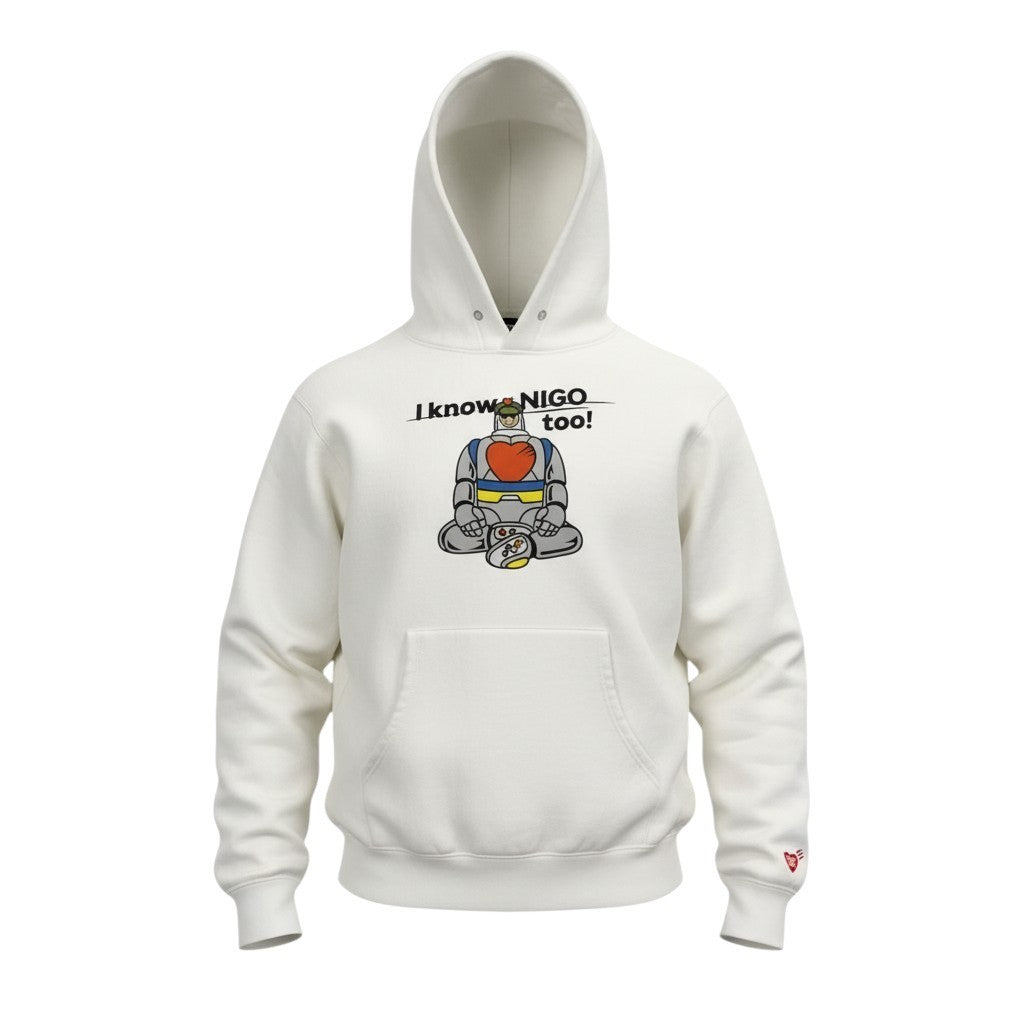 @82c27M　HUMAN MADE ヒューマンメイド I KNOW NIGO TOO パーカー スウェットフーディー サイズXL ホワイト メンズ 男性用k02i