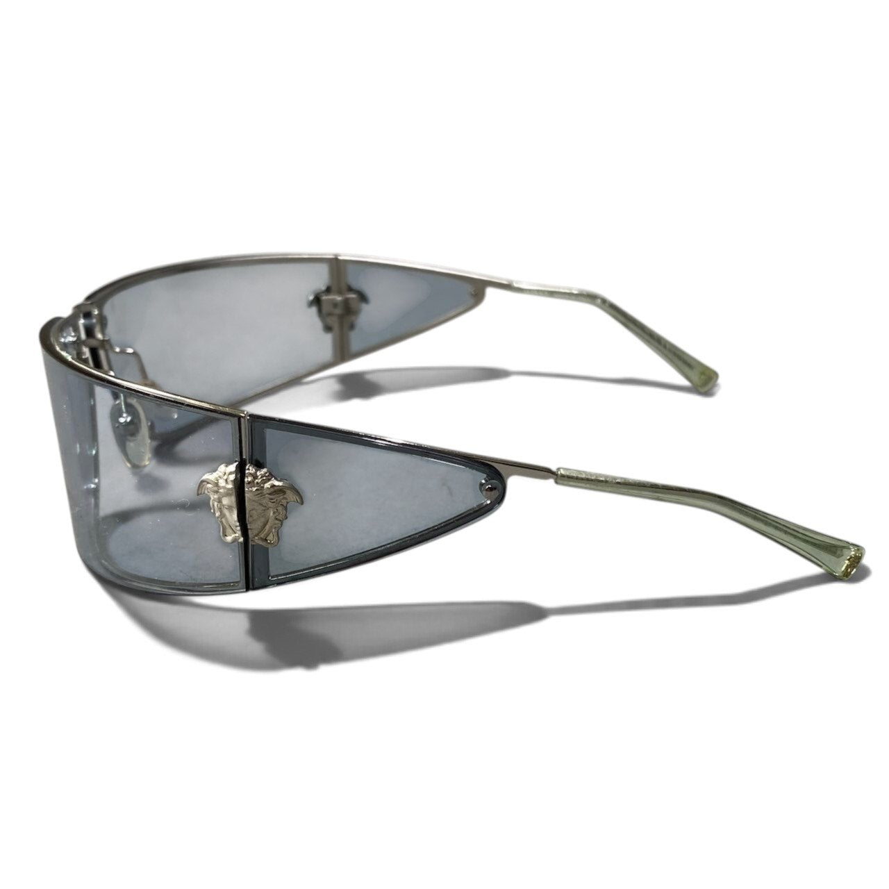h20 VERSACE ヴェルサーチ サイドレンズサングラス Side-Shield Sunglasses MOD.N23 シルバー クリアブルーt18r