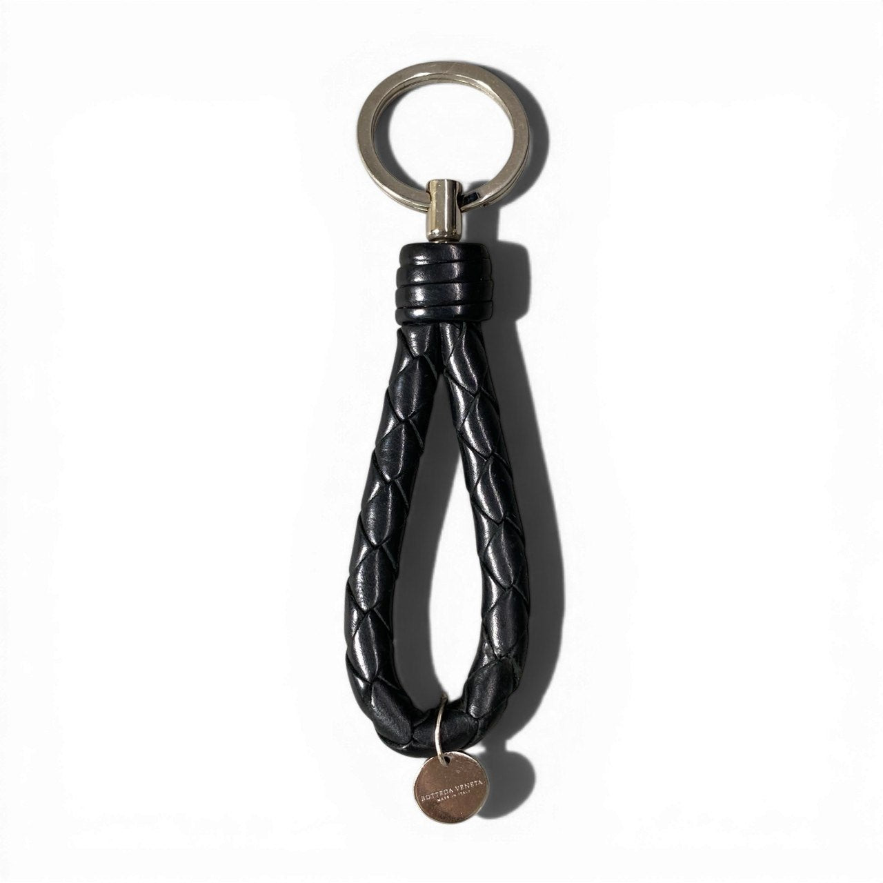 d10 BOTTEGA VENETA ボッテガヴェネタ イントレチャート レザーチャーム Intrecciato Leather Charm ブラック キーホルダーt18r