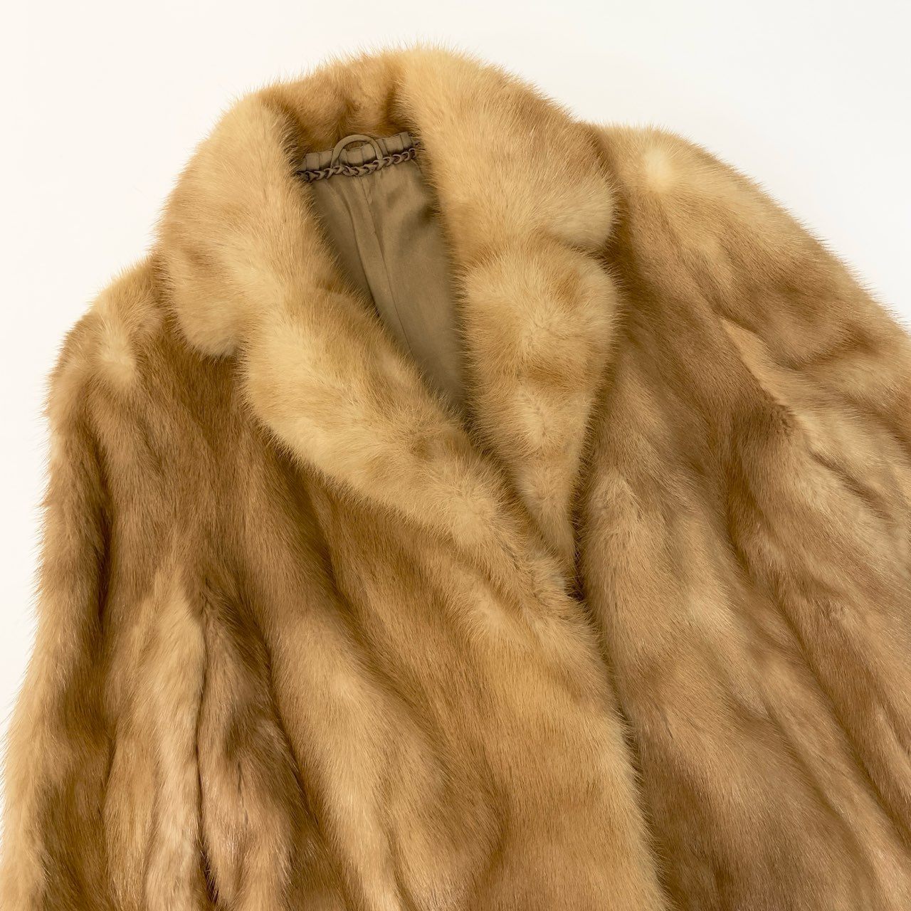 44a15 パステルミンク ファーコート サイズ11 茶系 本毛皮 Pastel Mink Fur Coat ポケット有t18r