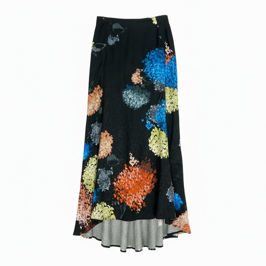 Eb10 【新品保管品】ROCHAS ロシャス 2024 フローラルプリント フレアスカート 38サイズ ブラック レディース 女性用k02i