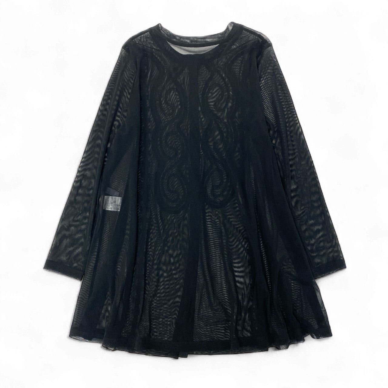 18k20《美品》 TOKUKO 1er VOL トクコプルミエヴォル  ロング シアーカーディガン メッシュシャツ 長袖 花柄 ストレッチ○ レディース 女性用 ９ ブラックu02t