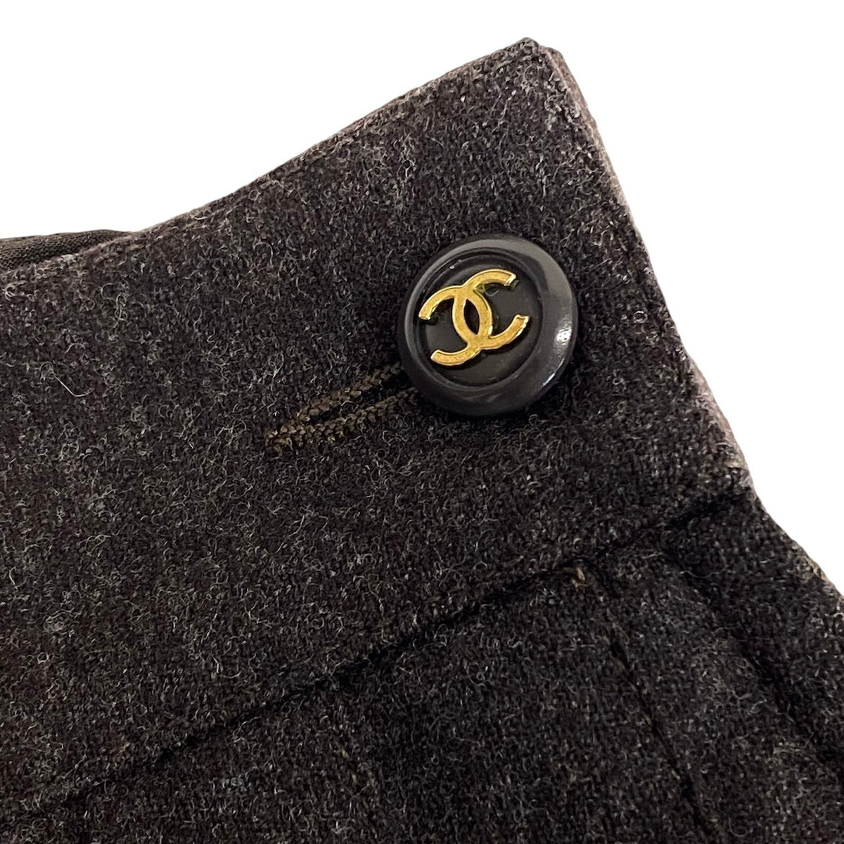 Ci20 CHANEL シャネル 90s ココマークボタン プリーツスカート ボトムス フランス製 P03474V03532 36 ブラウン ウール レディースo07t