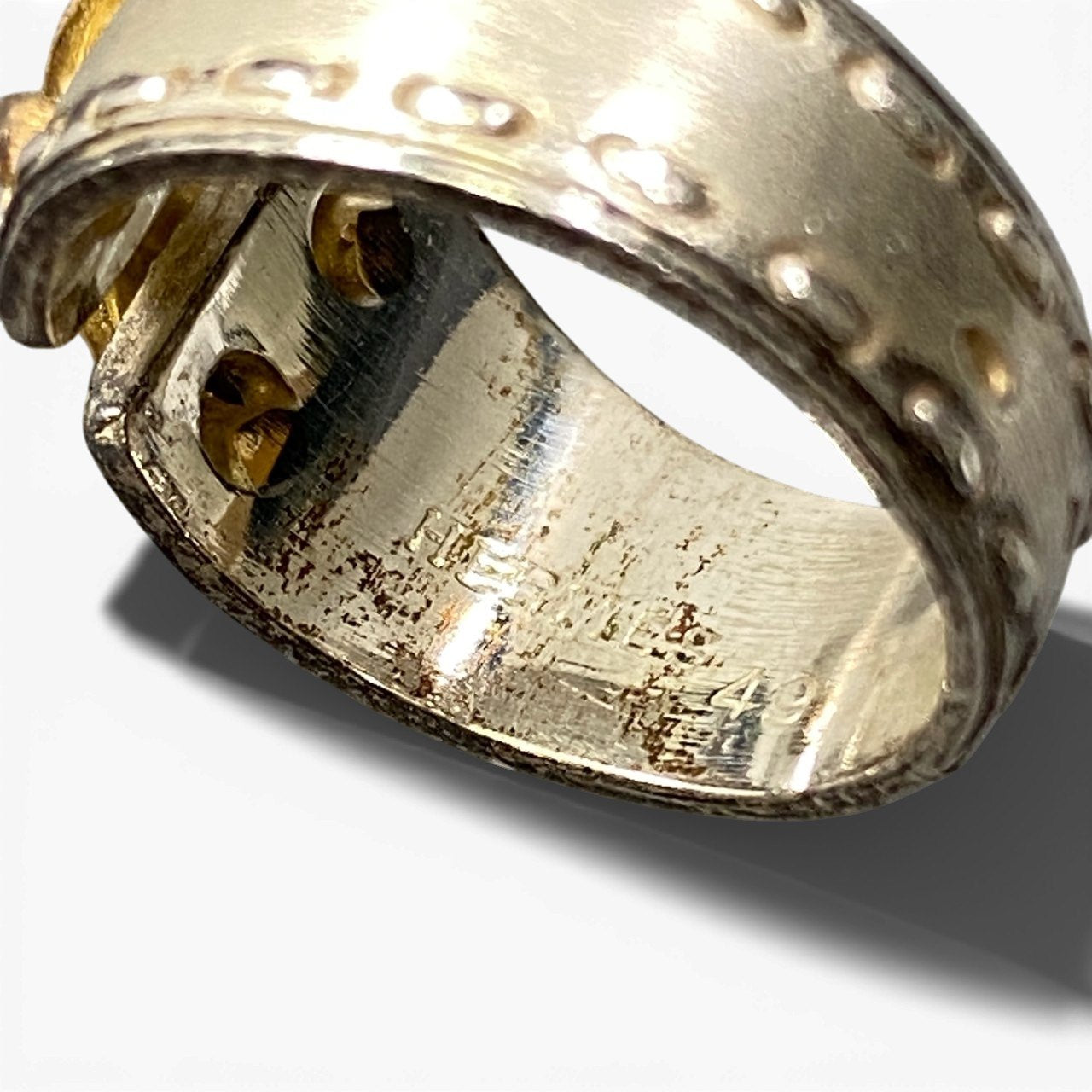 b2 Vintage HERMES エルメス K18コンビ メキシコリング アクセサリー 49 ゴールド×シルバー K18 Silver925 ta1