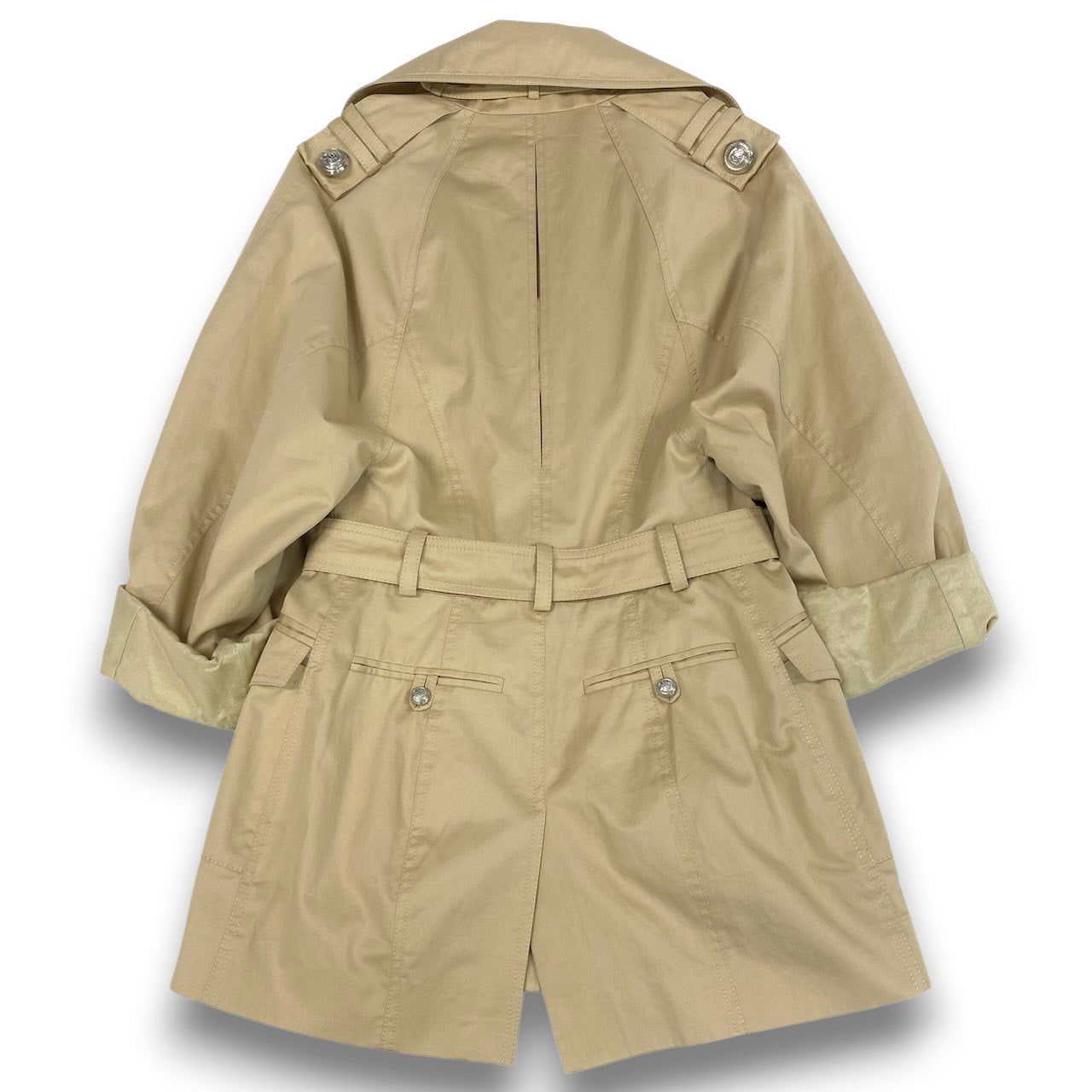 Ec24 BALMAIN バルマン ショートトレンチコート Short Trench Coat サイズ38 ベージュ スプリングコート 銀ボタンt18r