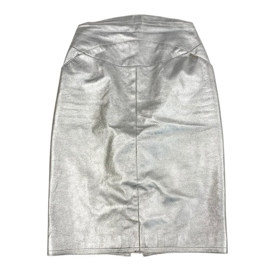 i20 CHANEL 1999 レザースカート ロゴプレート 38サイズ シルバー ラムスキン レディース 女性用u02t