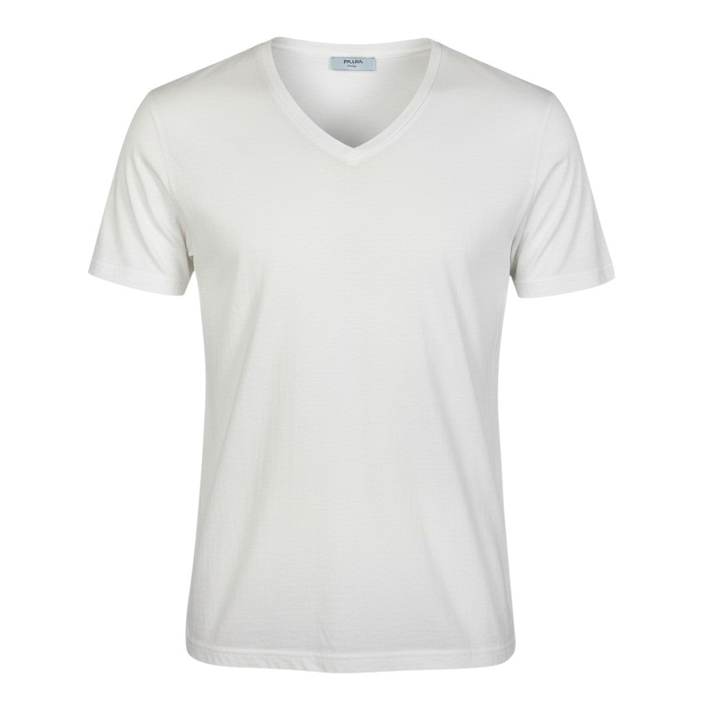 35a30 PRADA プラダ 半袖Tシャツ VネックTシャツ 三角ロゴ カットソー トップス Sサイズ ホワイト コットン100％ メンズ 男性用o07t