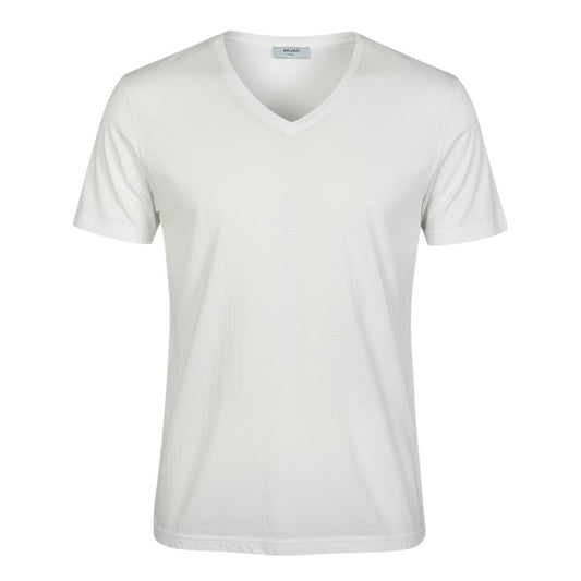 35a30 PRADA プラダ 半袖Tシャツ VネックTシャツ 三角ロゴ カットソー トップス Sサイズ ホワイト コットン100％ メンズ 男性用o07t